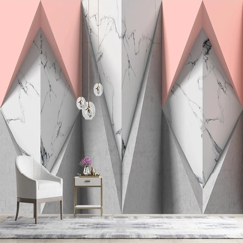 Custom Any Size Wallpaper 3D Self-Adhesive Modern Geometric Marble Background Wall Painting Papel De Parede Fresco Tapety Stick