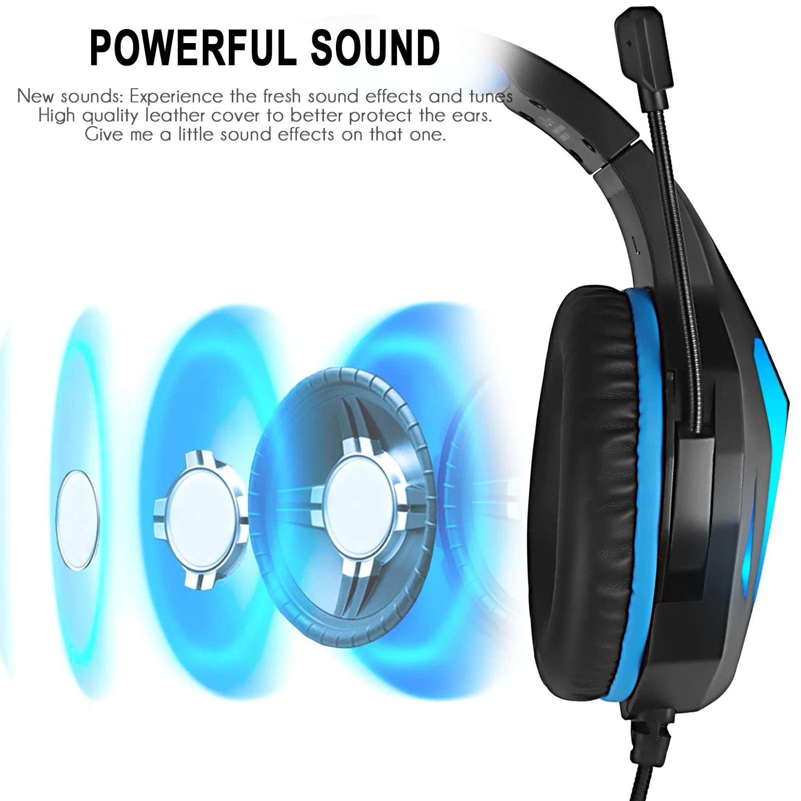 Sci-fi style LED light PS4 Gaming headset With Microphone USB+3.5MM Stereo Bass Wired headphones For Fortnite NBA2K GTA