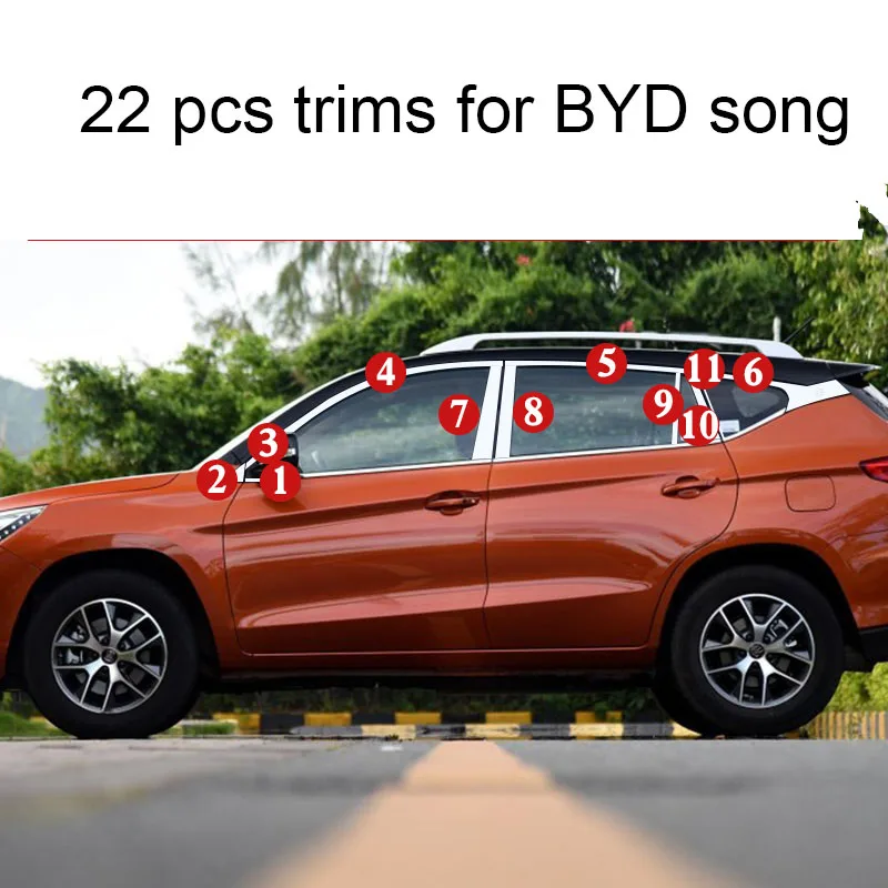 

Отделка окна автомобиля из нержавеющей стали для byd song 2016 2017 2018 yuan 2016 2017 2018