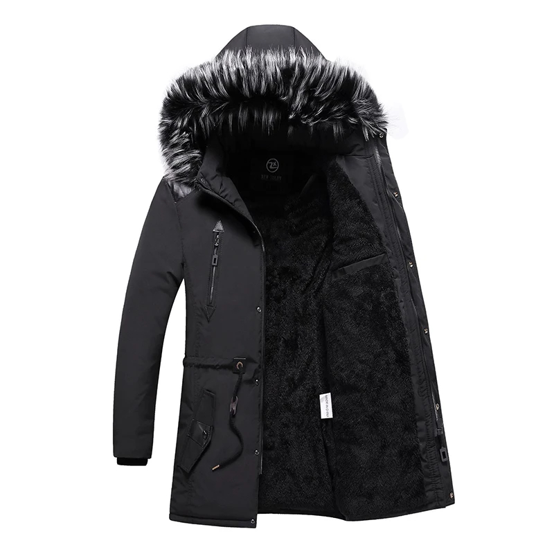 Jaqueta longa e quente grossa masculina, casaco de gola peludo, parkas à prova de vento, outwear de inverno e outono, 8XL, novo, 2021