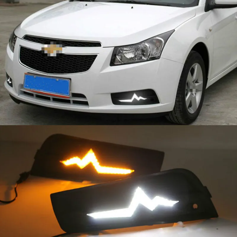 LED Daytime Running Light DRL For Chevrolet Cruze 2009-2014 High-profile DRL Fog Lamp with Turn Signal Dimmed Light