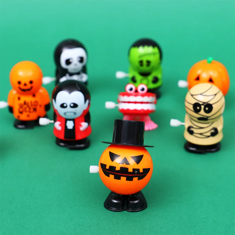 

Random Funny Wind Up Toy Pumpkin Eyes Jump Teeth Ghost Teeth Halloween Kindergarten Gift Happy Halloween party Supplies Kid Gift