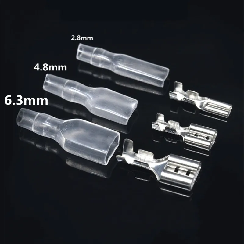 2.8MM 4.8MM 6.3MM with Transparent Sheath Inserted Spring 6.3mm Female Connector Terminal Faston with Insulator for Wire