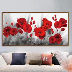 Large Size Poppies Flower 5d Diy Diamond Painting 3d Diamond Mosaic Diamond Embroidery Full Drill Square Rhinestones Art,Decor