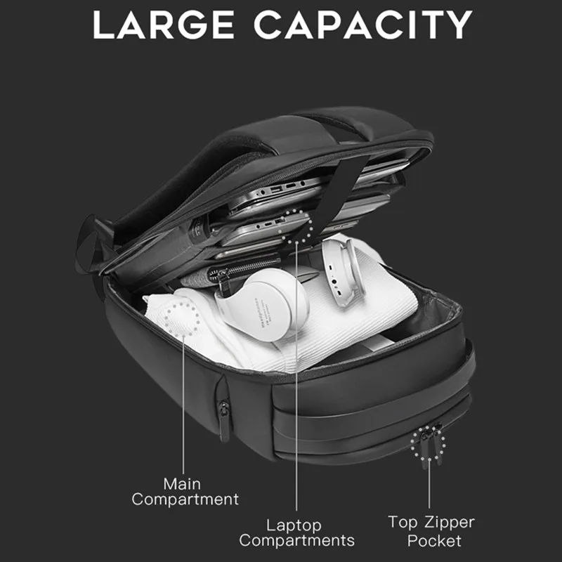 BANGE Brand New Waterproof Case Design Laptop Casual Men\'s Business Bag 180 Degree Open USB Charging Travel Women\'s Backpack