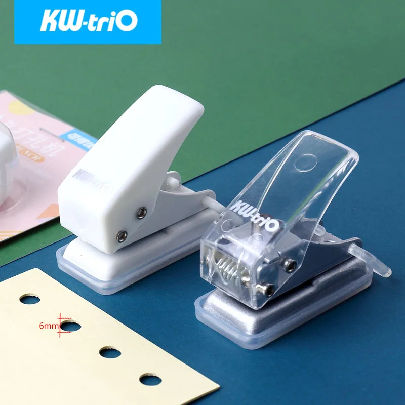 KW-triO Mini Single Hole Punch Plastic Notebook Hole Puncher Portable Planner Circular Punch Scrapbook Perforating Cutter Pliers