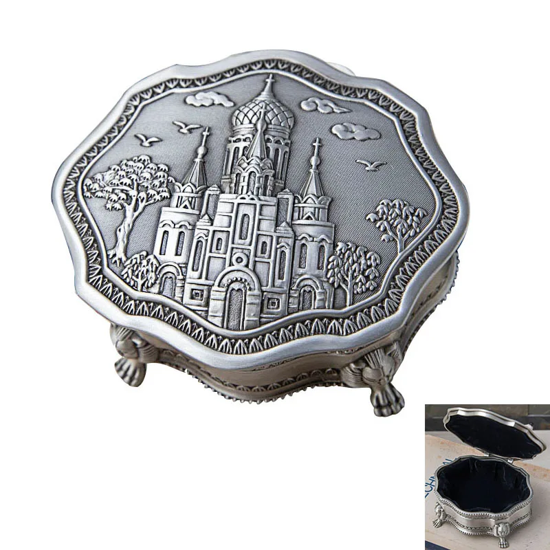 Russian Classical Rose flower Jewelry Trinket Box Noble Carriage Ring Organizer Storage Keepsake Box for Wedding Birthday Gift