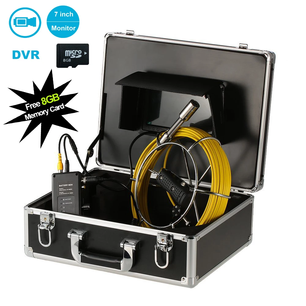 

20-50M Cable 23mm Camera Head Underwater Pipe Drain Sewer Inspection Endoscope Camera With DVR Free 8GB Card IP68 Waterproof