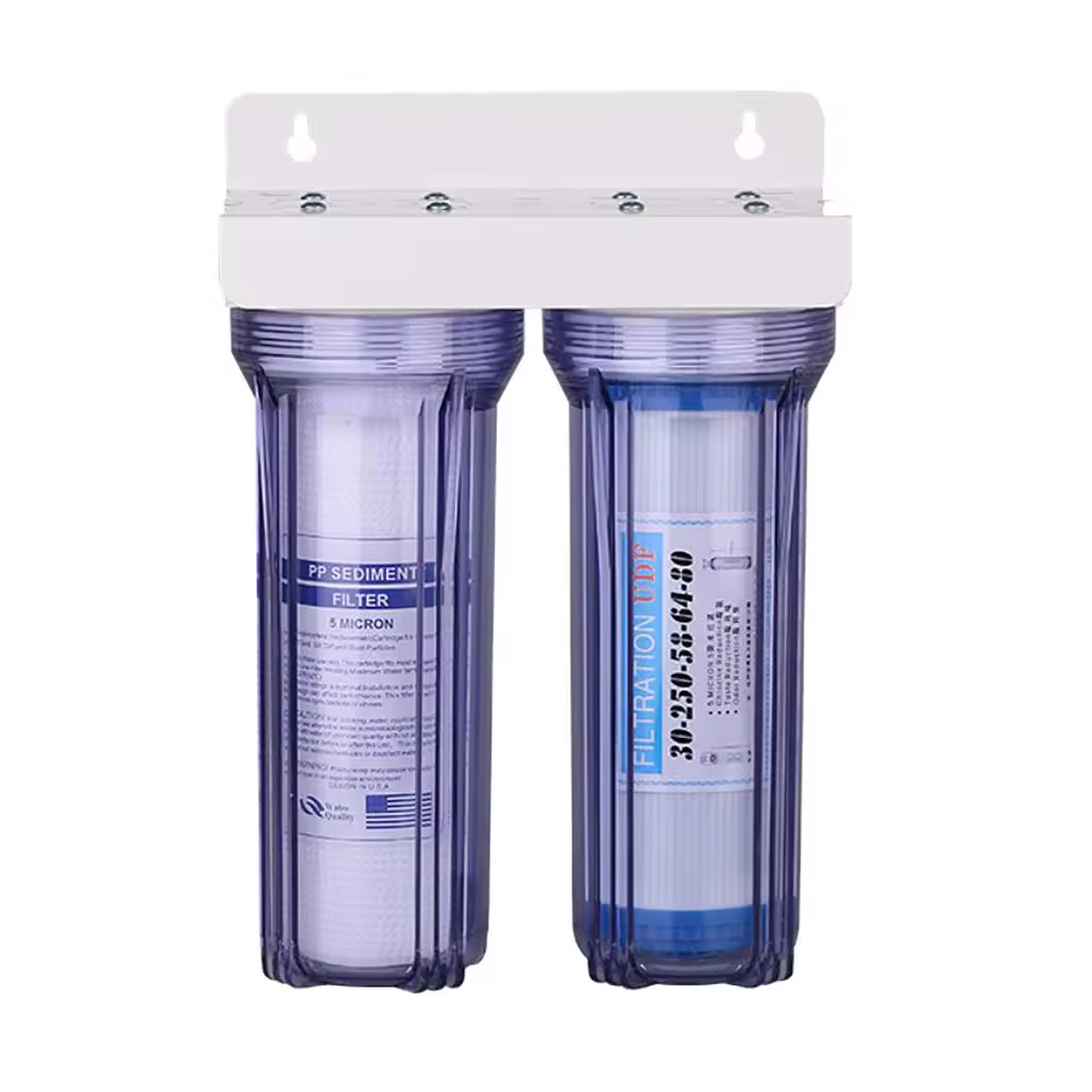 10 Inch Whole House 2 Stage Water Filter System PP Cotton CTO Activated Carbon Sediment Rust Chlorine Removal Home Water