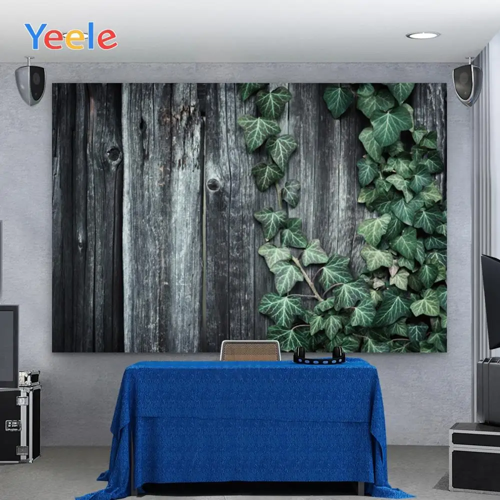 Yeele-Fondo de vinilo con hojas verdes de madera negra para Baby Shower, Photophone, estudio fotográfico para decoración, tamaño personalizado