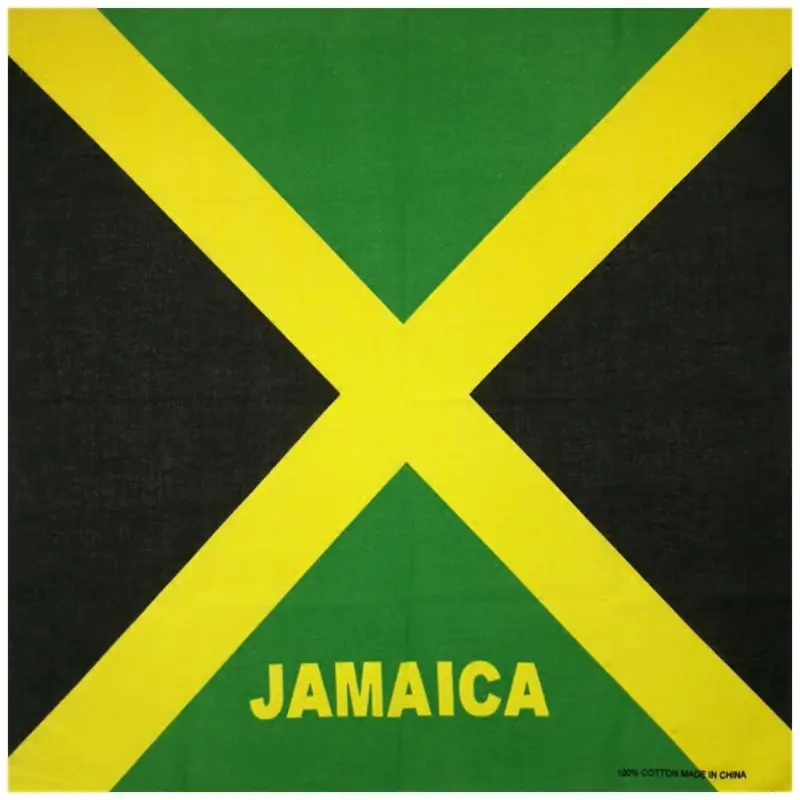 Flag of Jamaica Print Unisex Square Bandanas Cotton Hair Scarf Biker Motorcycle Neckerchief Hip-Hop Headwrap Patriotic Accessor