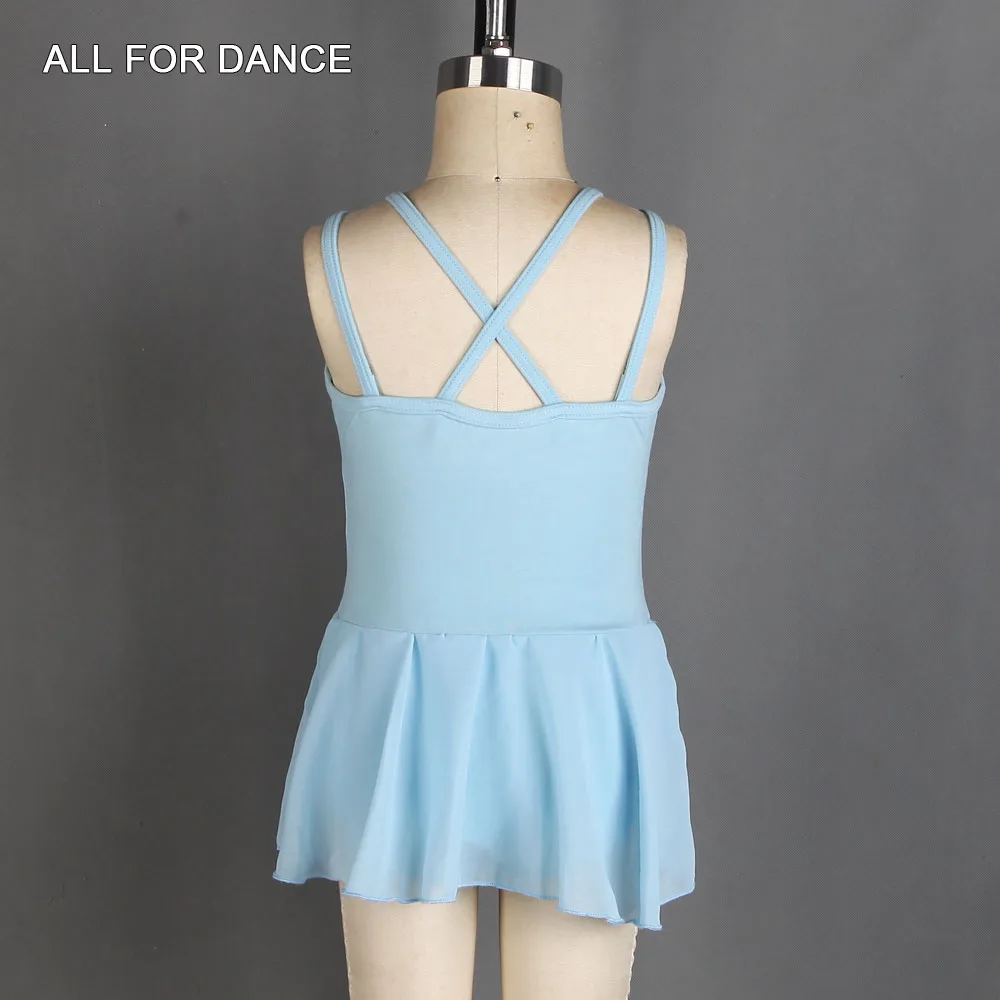 03D0008 Top Quality Children's Double Straps Skirted Leotard Cotton Lycra and Chiffon Ballet Dance Wear Practing Leotards