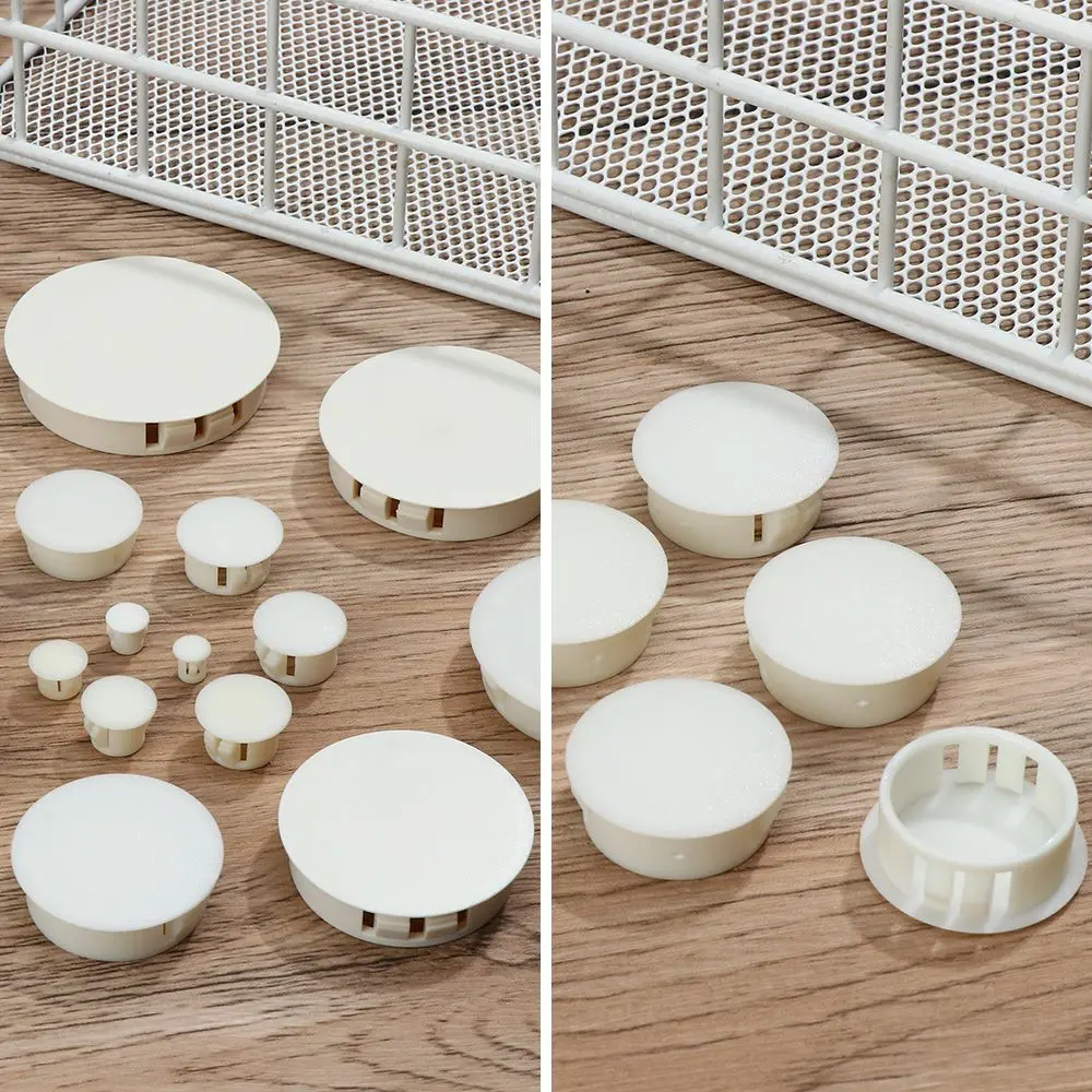 8pcs/pack White Round Plastic Hole Plug Ceramic Tile Hole Bulkhead Buckle Type Pipe Plug Cover Head Hole Decorative Cap