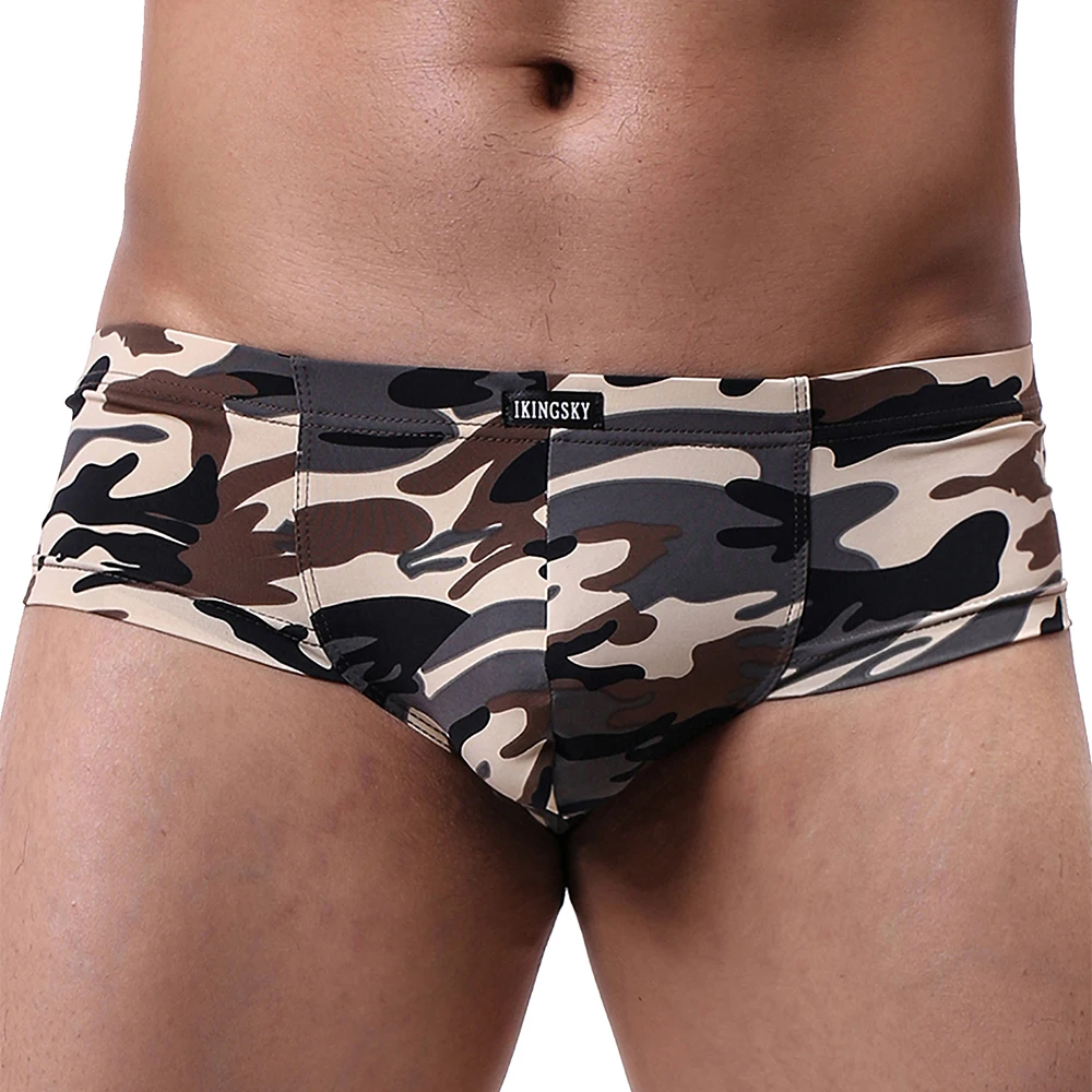 iKingsky Men\'s Camouflage Cheeky Boxer Sexy Mini Cheek Underwear Stretch Brazilian Back Mens Under Panties