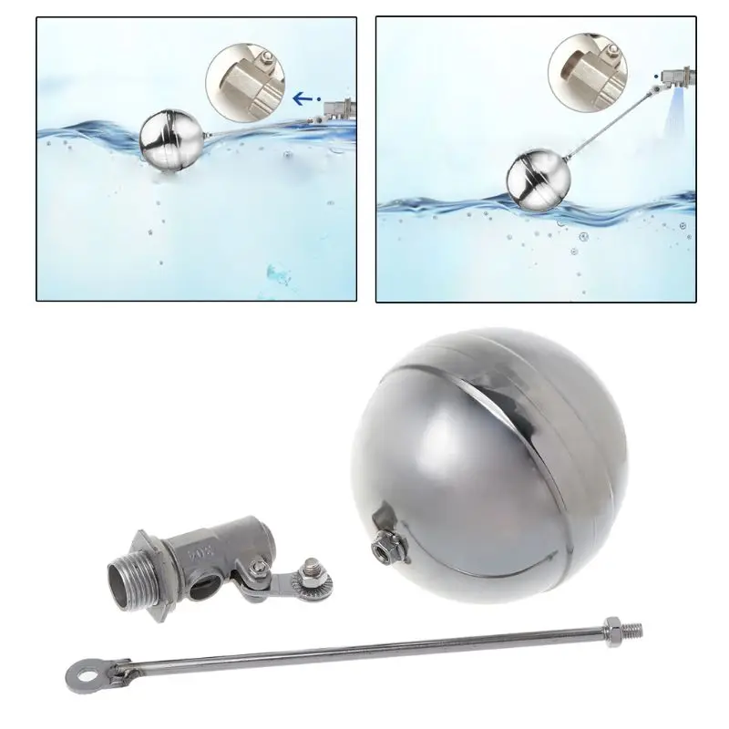 DN15 Male Thread Water Tank Ball Stainless Steel Flow Control Float Sensor Valve