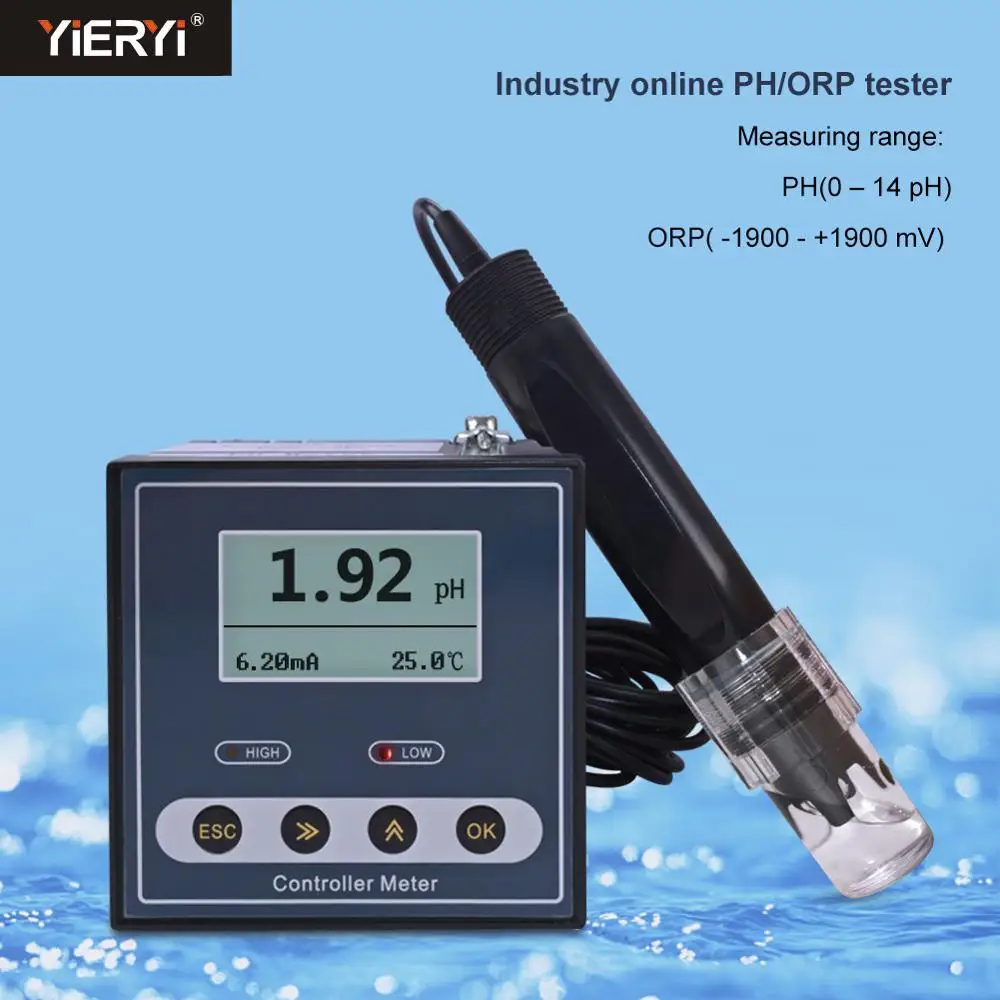 

Yieryi NEW Online PH-110 Digital Industrial Ph /ORP Meter Sensor Electrode Ph Probe for Sewage Detection,Dosing Control