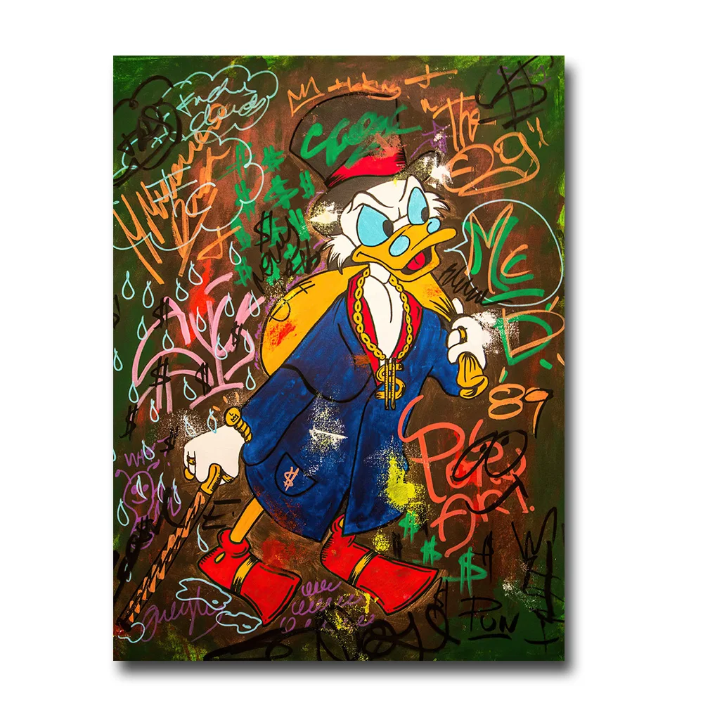 

McDuck Business Associate Graffiti Art Canvas Paintings on the Wall Posters and Prints Disney Canvas Art Pictures For Kids Room