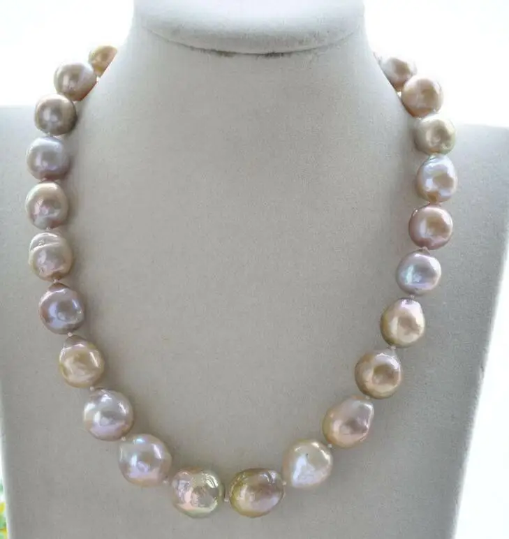 

17" -18"12-14mm Pink Lavender Baroque-Drop KESHI Edison Pearl Necklace