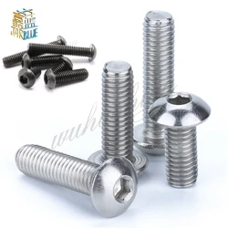 5/50pc M2 M2.5 M3 M4 M5 M6 M8 304 A2-70 Stainless Steel Black grade 10.9 ISO7380 Hexagon Hex Socket Head Button Allen Bolt Screw
