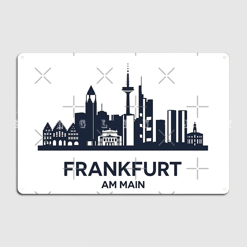 Frankfurt Skyline Emblem Metal Sign Club Mural Printing Plaques Tin Sign Poster