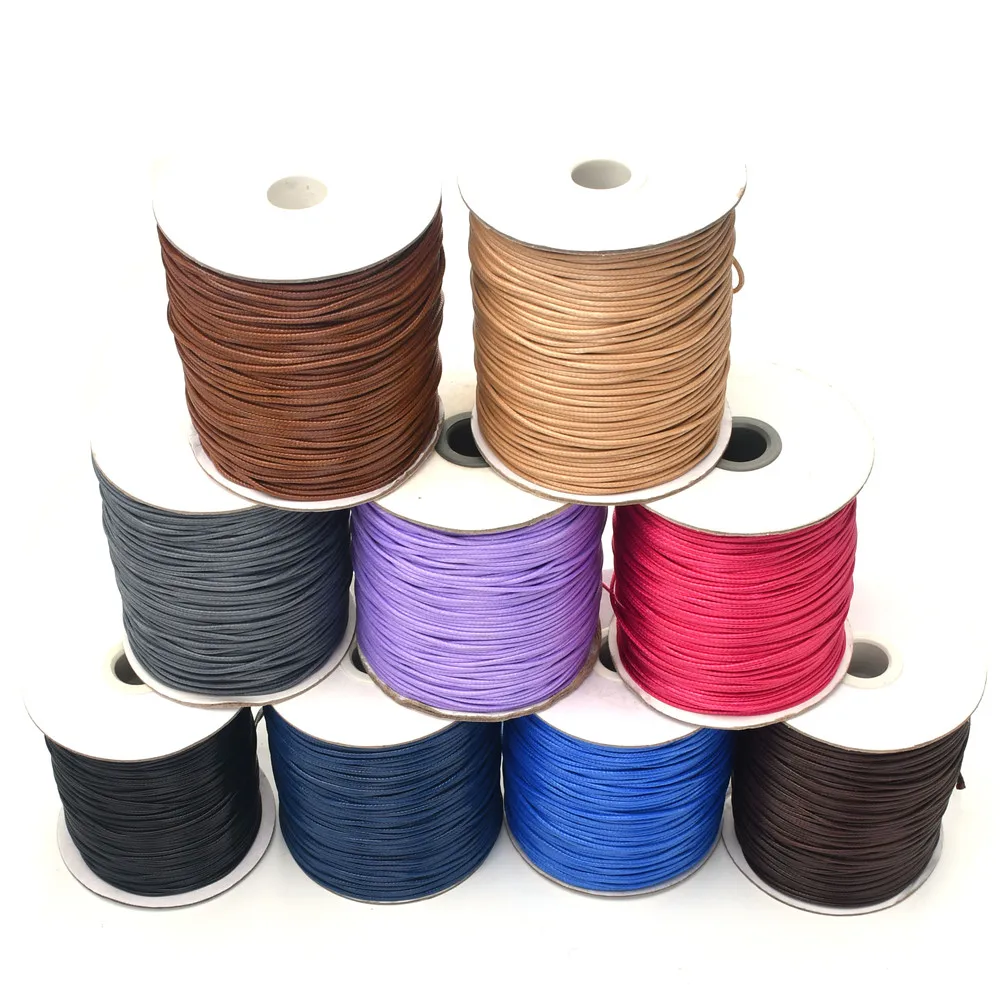 Image 7: Cordon en Polyester ciré coréen, 10M/11Yards, 1.5mm, Imitation cuir noir, fil ciré, chaîne tressée pour accessoires de fabrication de bijoux