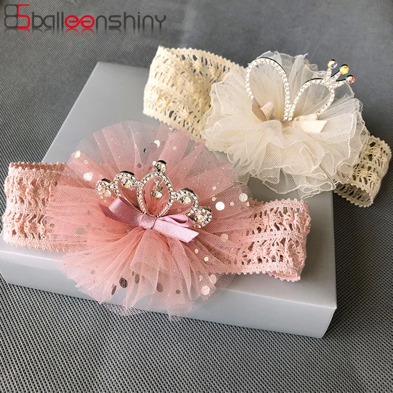 Balleenshiny-Turban élastique en maille pour bébé fille, bandeau de cheveux pour enfant, couronne en alliage de biscuits tridimensionnel, coiffure,