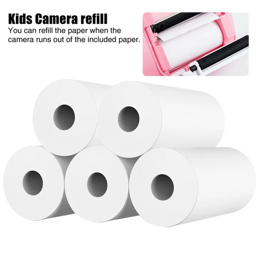 10rolls/Lot 57*25mm Thermal Paper White Children Camera Instant Print Kids Camera Printing Paper Replacement Accessories Parts