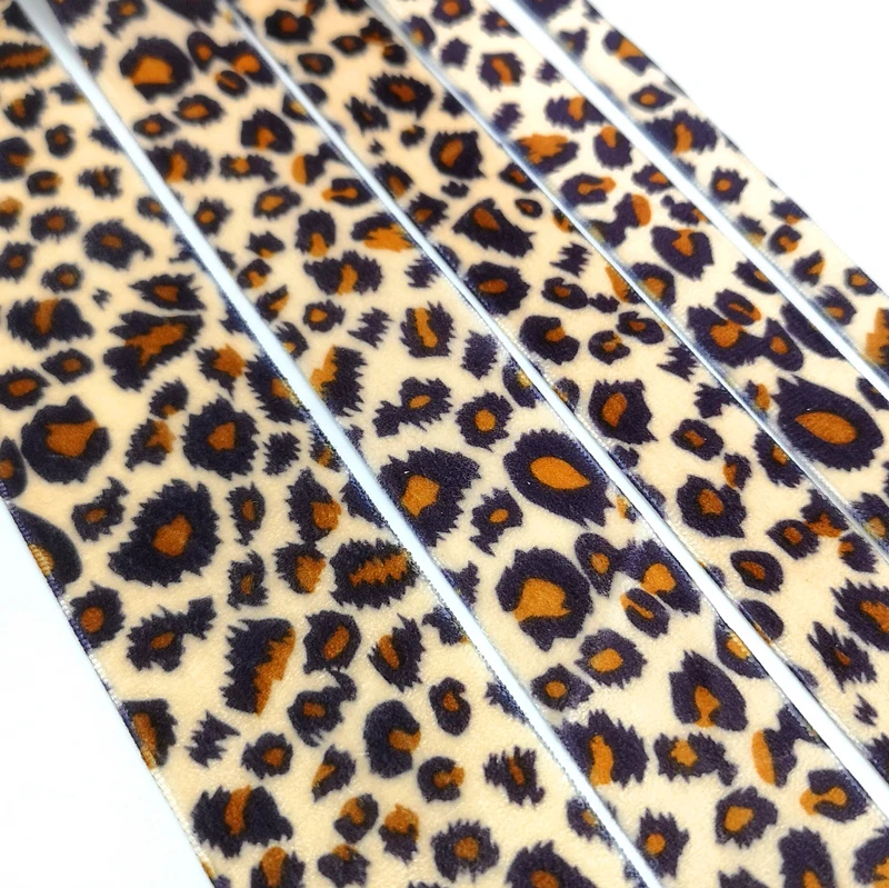 3 yards/lot Leopard Print Velvet Ribbon Wedding Party Decoration Handmade Gift Wrapping Hair Bows DIY Christmas
