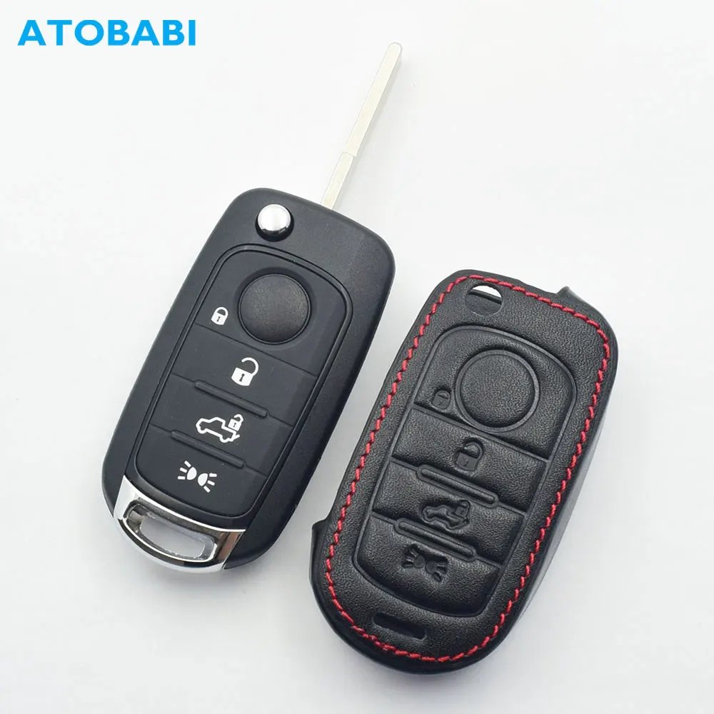 ATOBABI skรณrzana obudowa kluczyka do samochodu Fiat 500X Toro Tipo Egea Cronos 2018 4 przycisk skลadany pilot zdalnego sterowania osลona ochronna