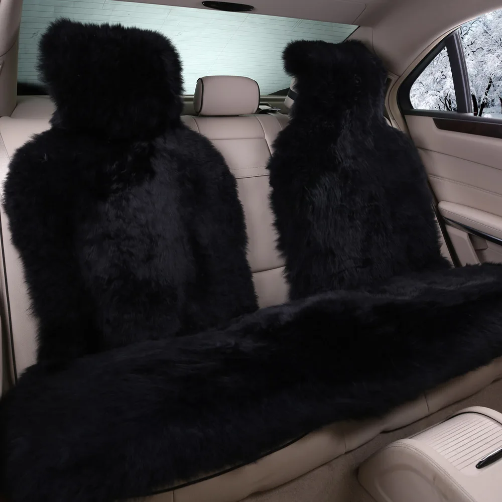 AUTOROWN Natural Sheepskin Car Seat Cover Four Seasons Automobiles Seat Covers Basic function Car Accessories For Universal Car