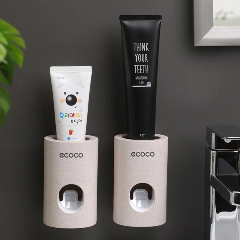 ECOCO Automatic Toothpaste Dispenser  Wall-mounted Toothpaste Holder Rack Punch-free Toothpaste Dispenser Bathroom Accessories