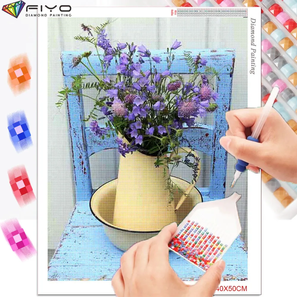 5d DIY Full Square Diamond Painting Chair Flower Diamond Embroidery Cross Stitch Mosaic Bucket Ranunculus Rose Needlework