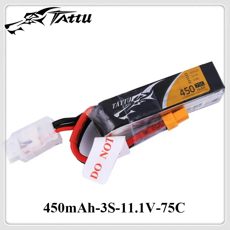 Ace Tattu Lipo Bateria 7.4v 7.6v 450mAh 1s 2s 3s 4s 75C 95C z wtyczką XT30 Długi rozmiar RC Baterie do ramy drona FPV w rozmiarze 120