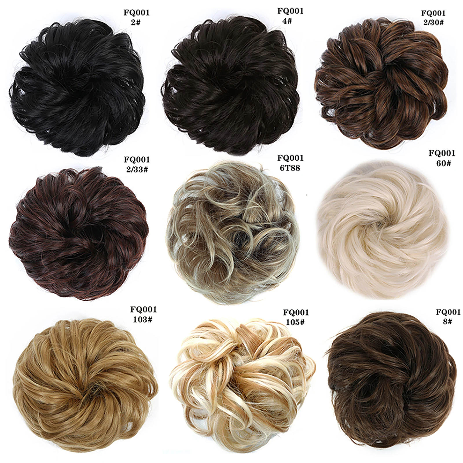 LUPU Synthetic Messy Hair Bun Elastic Hair Bands Extension Curly Wavy Chignon Hairpieces for Women Girls Tousled Updo Scrunchie