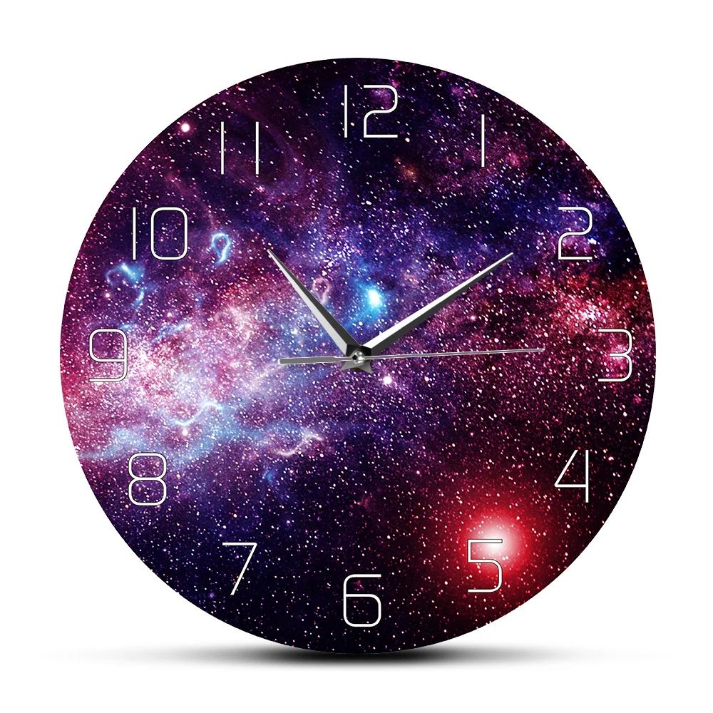 Universe Space Galaxy Print Wall Clock Non Ticking Clock Starry Sky Wall Watch for Kitchen Living Room Bedroom Home Artwork Gift