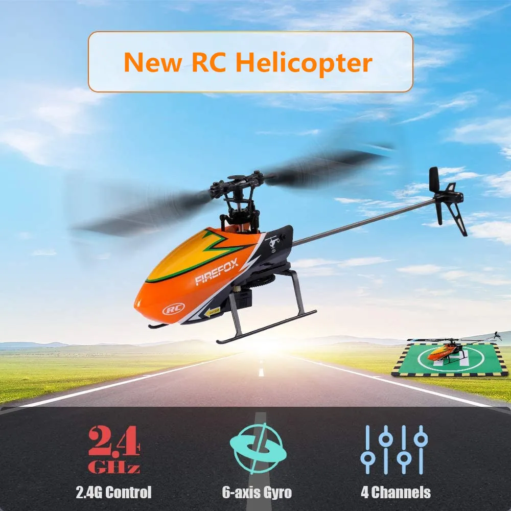 

Radio Remote Control Toys 2.4Ghz RC Helicopter 4CH 6 Axis Aileronless Helicopter RC Distance 100m Fuselage Length: 268mm