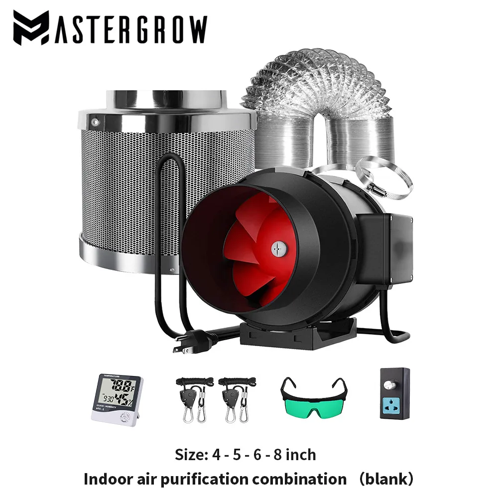 estufa grow box com filtro de carvao ativado purificacao de ar kit completo ventilador do duto plantio hidroponico interior 8 01