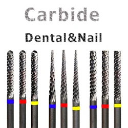 RolinStar Dental&Nail slender shark tooth Straight Edge with Spiral Cut steel acrylic dip powder Carbide nail drill bit