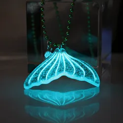 NEW Mermaid GLOW In The DARK Luminous Mermaid Tail Pendants & Necklaces Amulet Sweater Gift For Girls Women