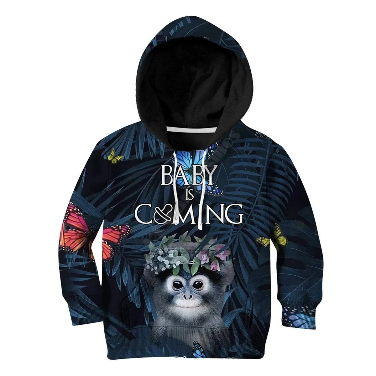 

Monkey Baby Is Coming Hoodies T-shirt 3D Printed Kids Sweatshirt Jacket T Shirts Boy Girl Funny Animal Apparel 02