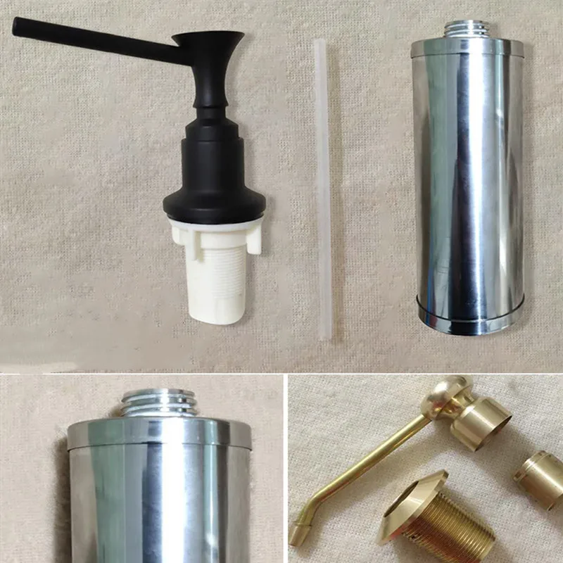 Liquid Soap Dispenser Black/Chrome Brass Kitchen Sink Dish Wash Liquid Bottle Built In Hand Press Soap Dispenser Pump Accessory