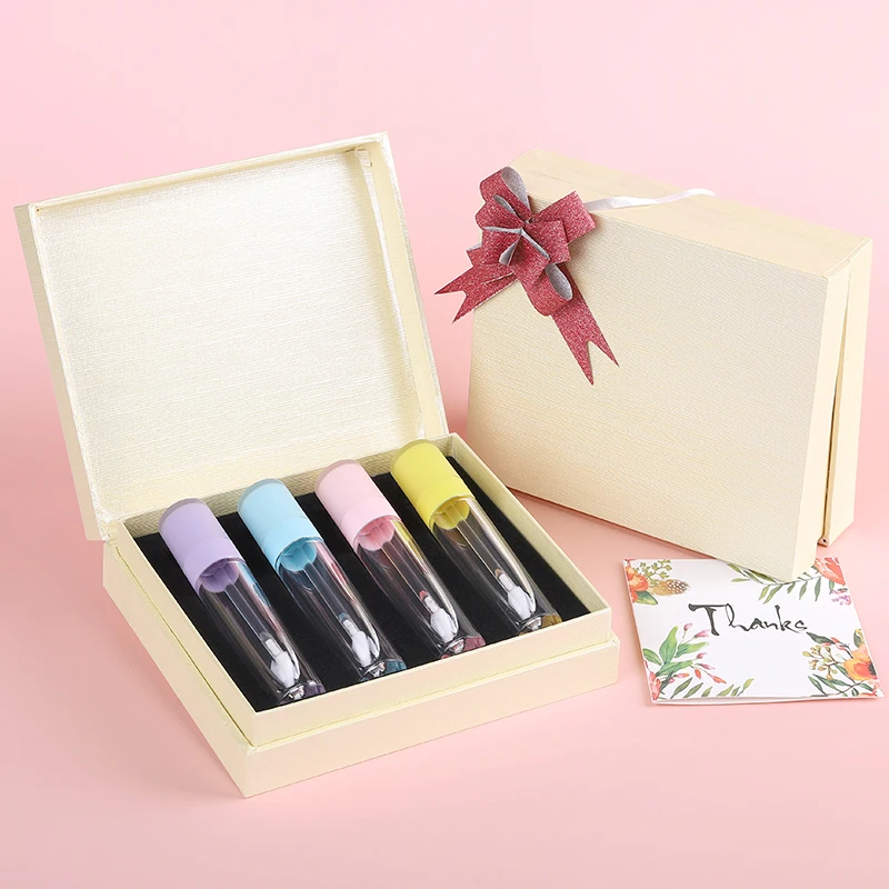 gift new Empty Lipgloss Containers Tubes Round Clear Cosmetic Lipgloss Tube Packaging with box with bag Lip Gloss Tubes