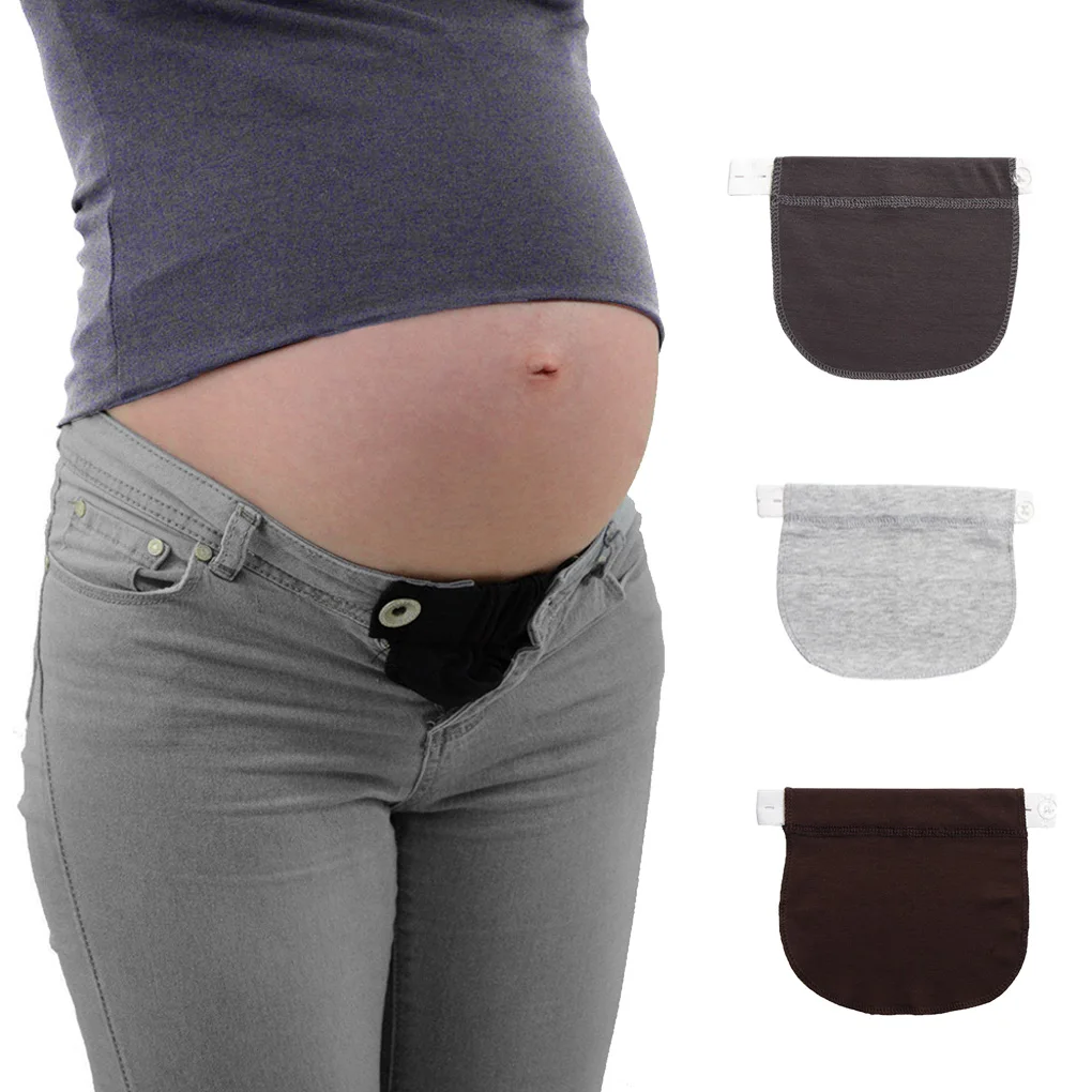 Conjunto de 3 piezas de maternidad, pretina de algodón elástica, extensor de cintura, pantalones para embarazadas, cinturón para el vientre