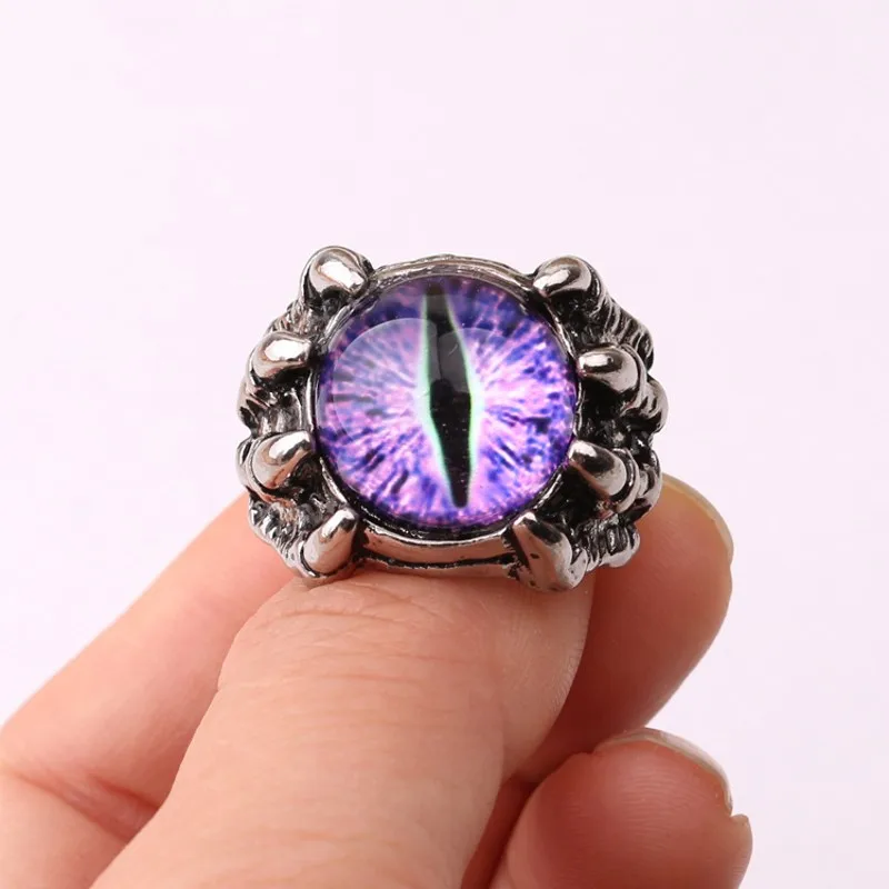 Punk Vintage Men Retro Dragon Claw Evil Eyes Rings Devil Eyeball Snake Animal Male Crystal Finger Ring Nightclubs Jewelry Gifts