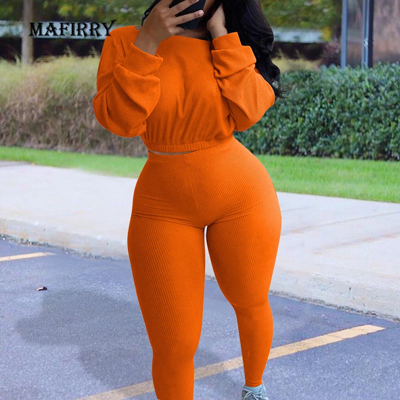 

New Women Solid Full Sleeve Slim Pants Homewear Pajamas Suits Summer Autumn Ribbed Loungewear Set Skinny Streetwear Dropshipping