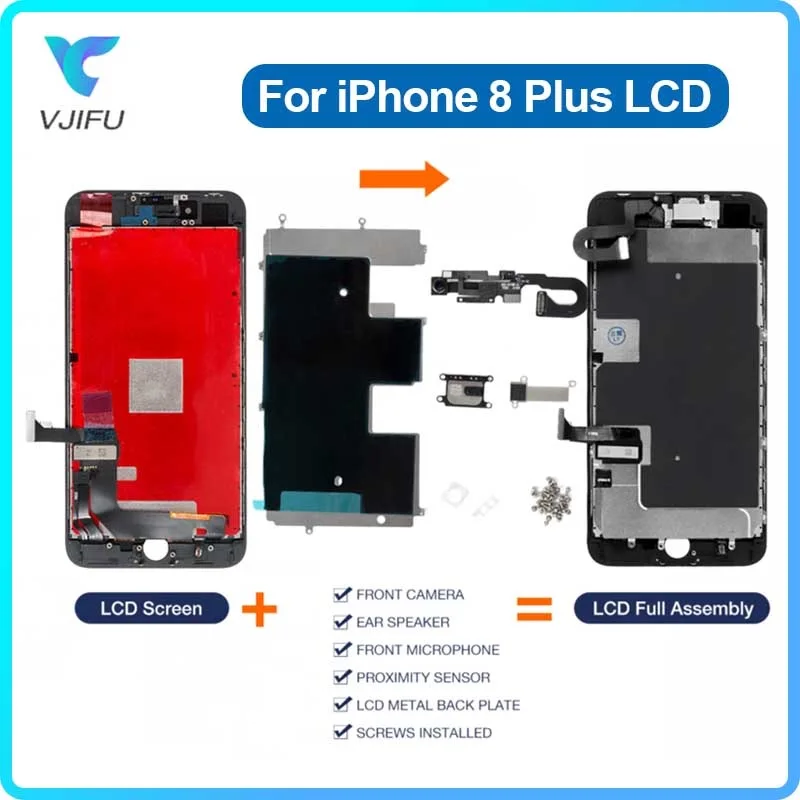 

Full LCD Screen For iPhone 8 Plus Display A1864 A1897 Touch Screen Digitizer Assembly Phone Repair Replacement No Dead Pixels