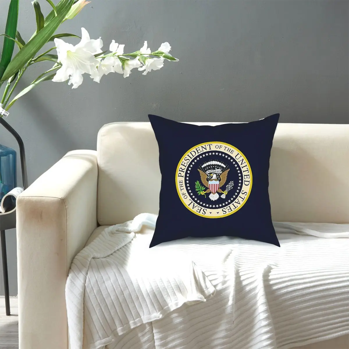 Donald Trump Presidential Seal Logo Pillow Cover Decoration USA United States Vote Election Cushions Throw Pillow for Home