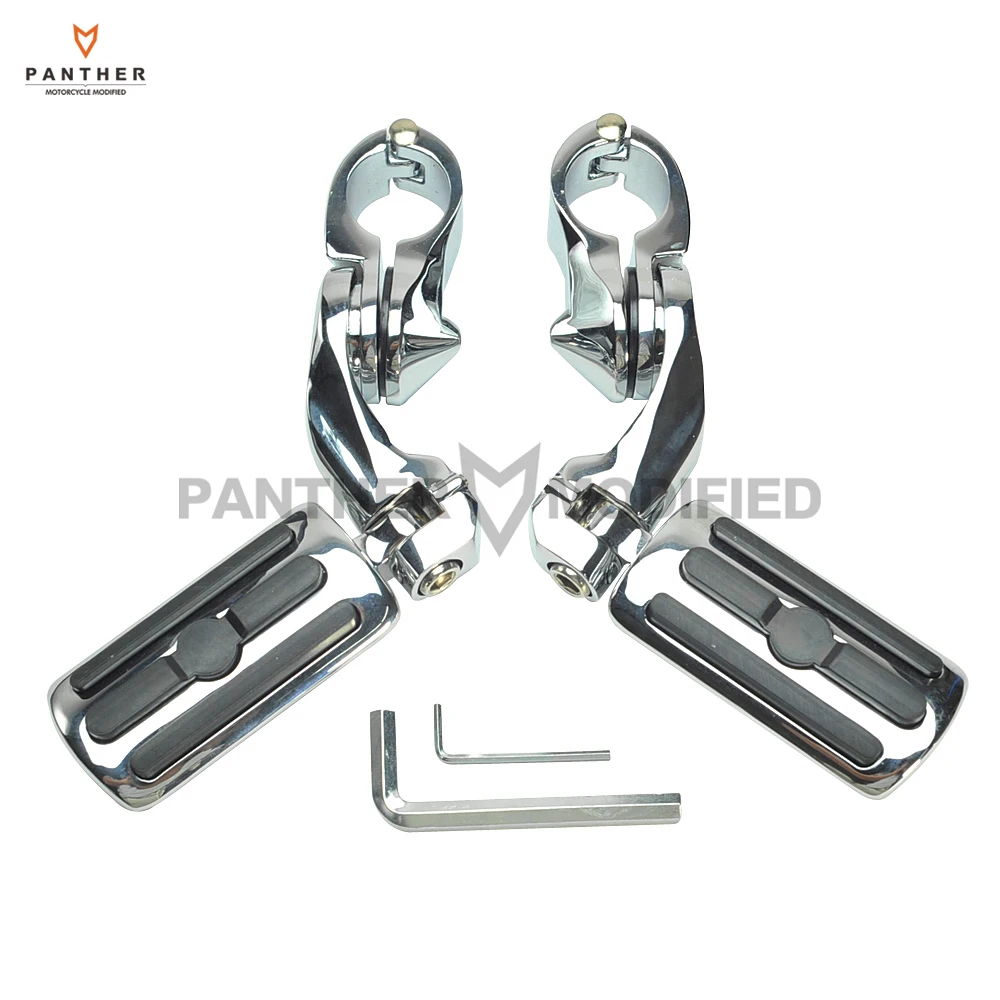 Chrome 32mm Motorcycle Short Angled Adjustable Foot Rest Foot Pegs case for Harley Dyna Sportster 1-1/4