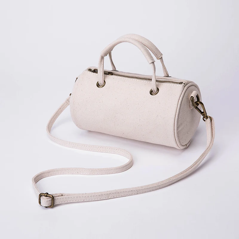 Saco do mensageiro das mulheres bolsa de ombro casual bolsa de lona feminino portátil menina cilindro pequeno saco