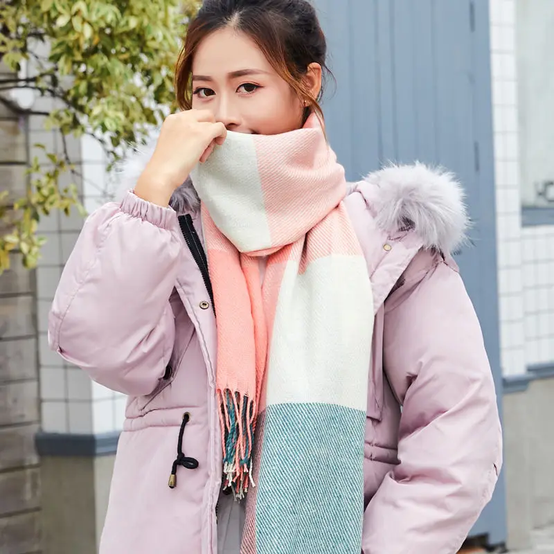 Scarf Female Winter Korean version of student day department plaid thick shawl dual versatile super long warm scarf autumn winte